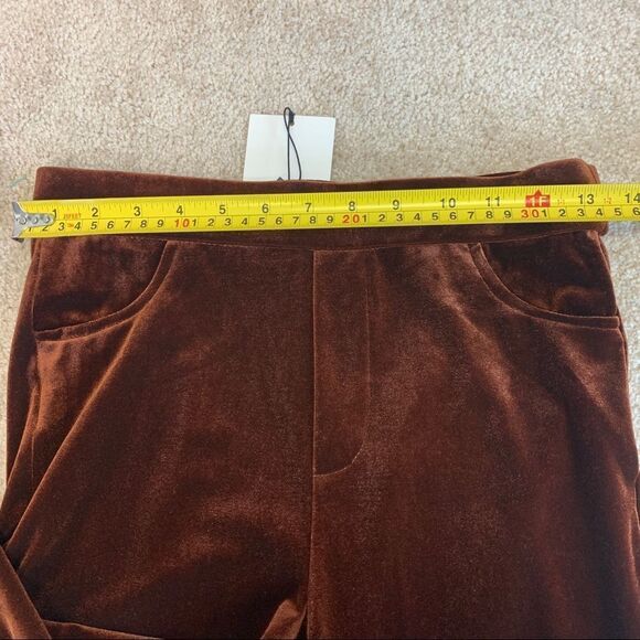 Zara brown velvet flared high waisted pants Sz S NWT - Picture 6 of 10